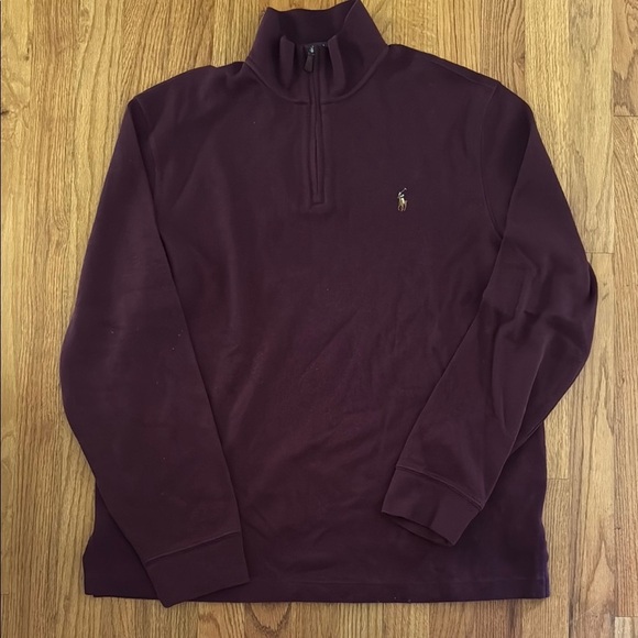 POLO Ralph Lauren Men's M Estate Rib Burgundy Half-Zip Pullover - Picture 1 of 7